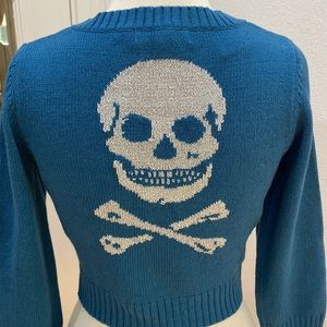 Vintage Y2K ☠️ Betsey Johnson Blue Cardigan Sweater, Size Medium, NWT